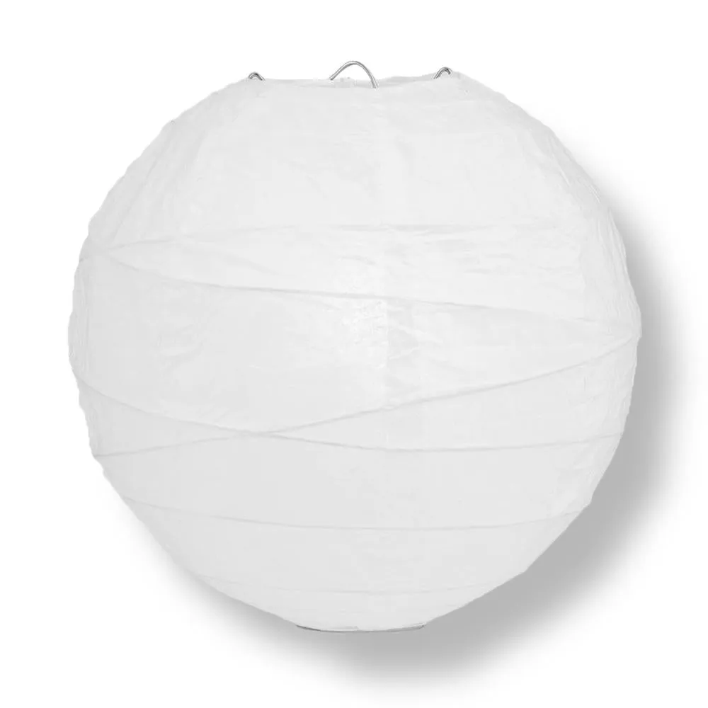 10" White Round Paper Lantern, Crisscross Ribbing, Chinese Hanging Wedding & Party Decoration