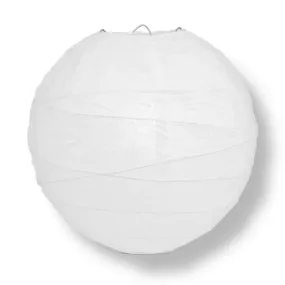 10" White Round Paper Lantern, Crisscross Ribbing, Chinese Hanging Wedding & Party Decoration