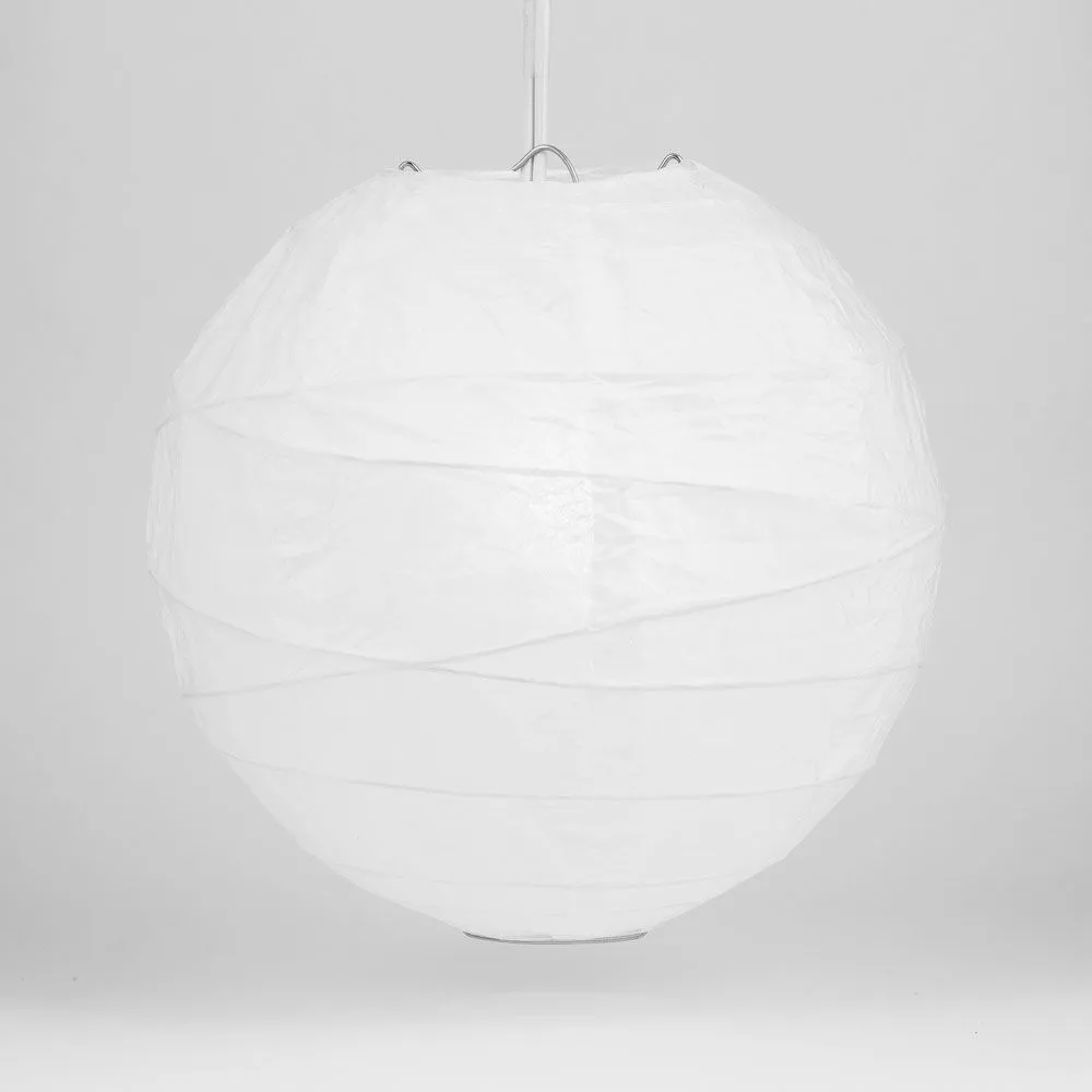 10" White Round Paper Lantern, Crisscross Ribbing, Chinese Hanging Wedding & Party Decoration