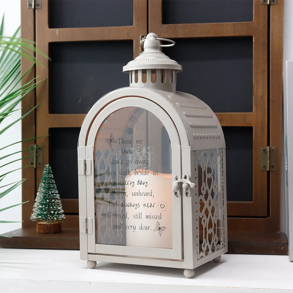 11''High Remembrance Lantern with Timer Candle Bereavement Sympathy Gift Memorial Lantern (Grey)