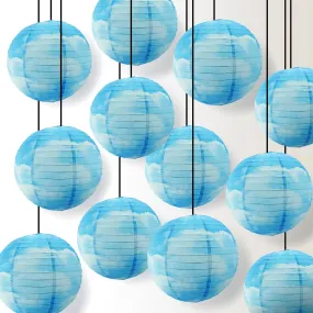 12 PACK | 14" Artisan Print Cotton Candy Clouds Paper Lantern, Design by Esper