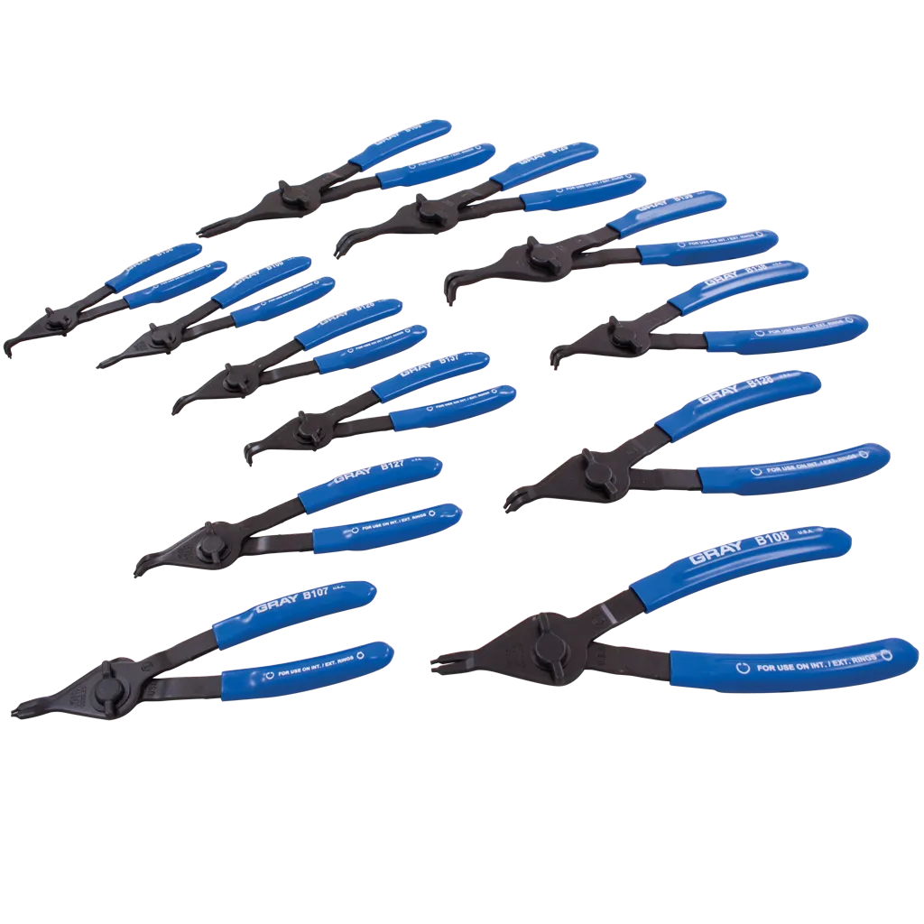 12 Piece Convertible Snap Ring Plier Set - Convertible Internal/External - Fixed Tip