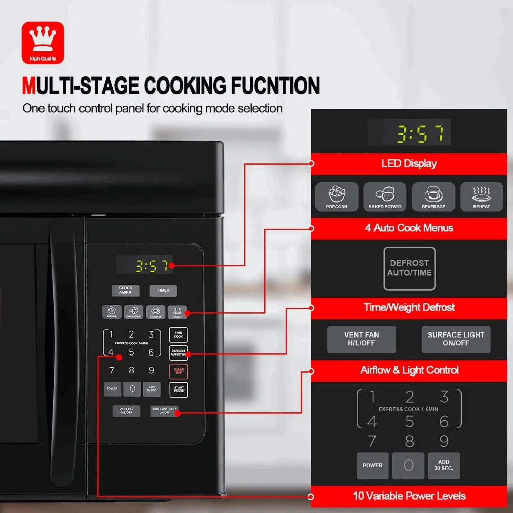 30" 1.6 Cu. Ft. Over the Range Microwave -  Black