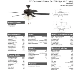 52" Decorator's Choice 3 Light in Espresso w/ Walnut/Espresso Blades