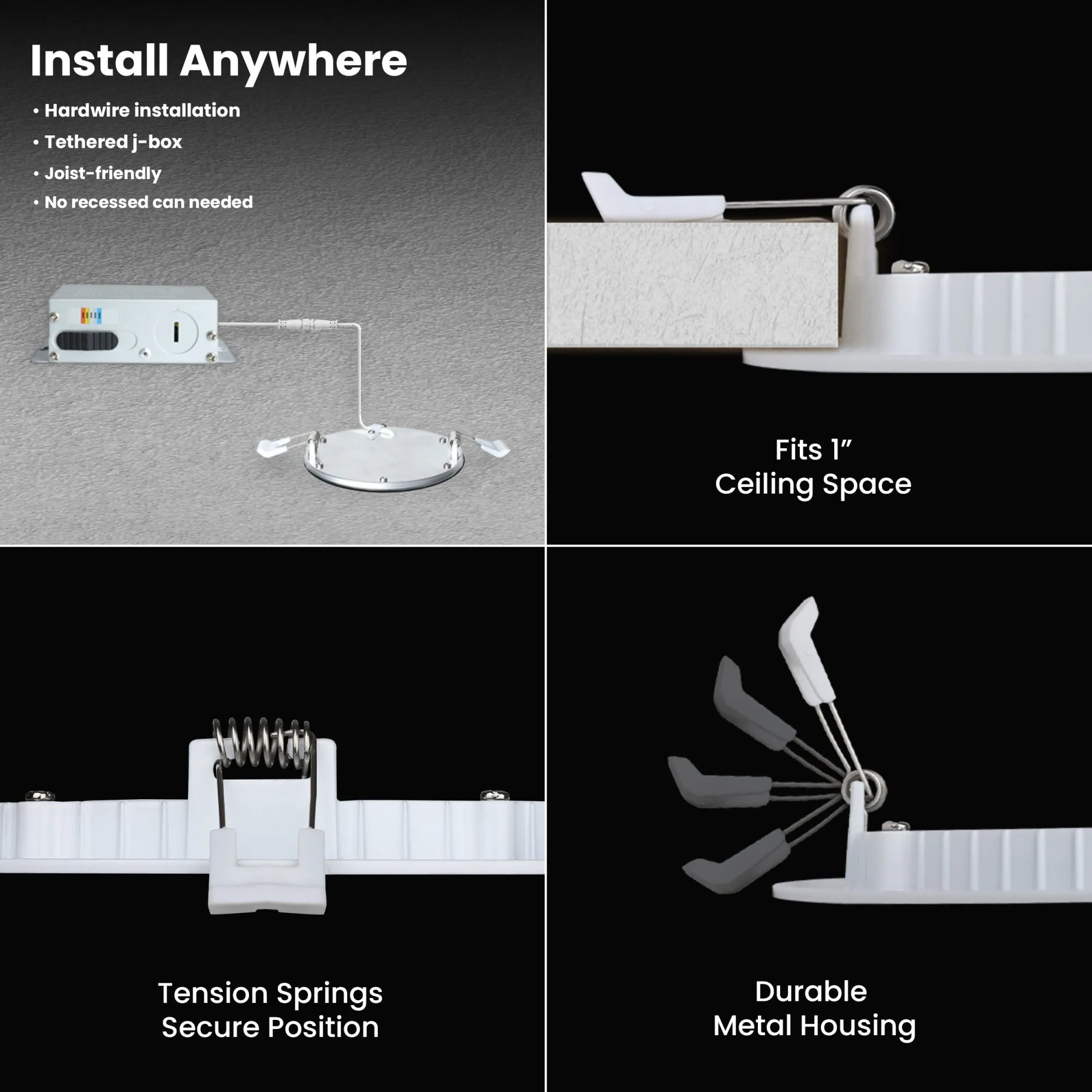 6 in. Tethered J-Box Selectable White (5CCT) High Output LED Downlight With Night Light Mode