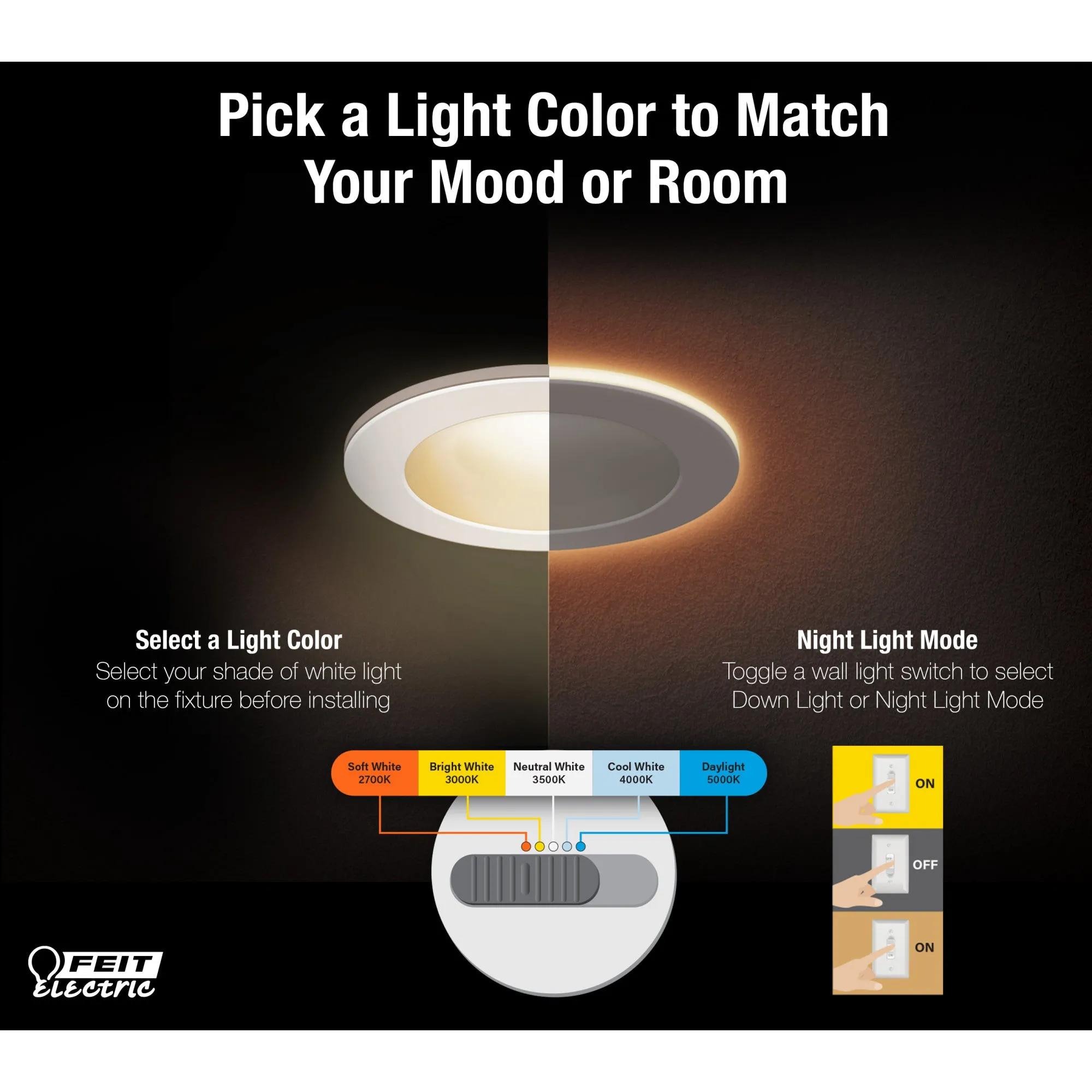 6 in. Tethered J-Box Selectable White (5CCT) High Output LED Downlight With Night Light Mode