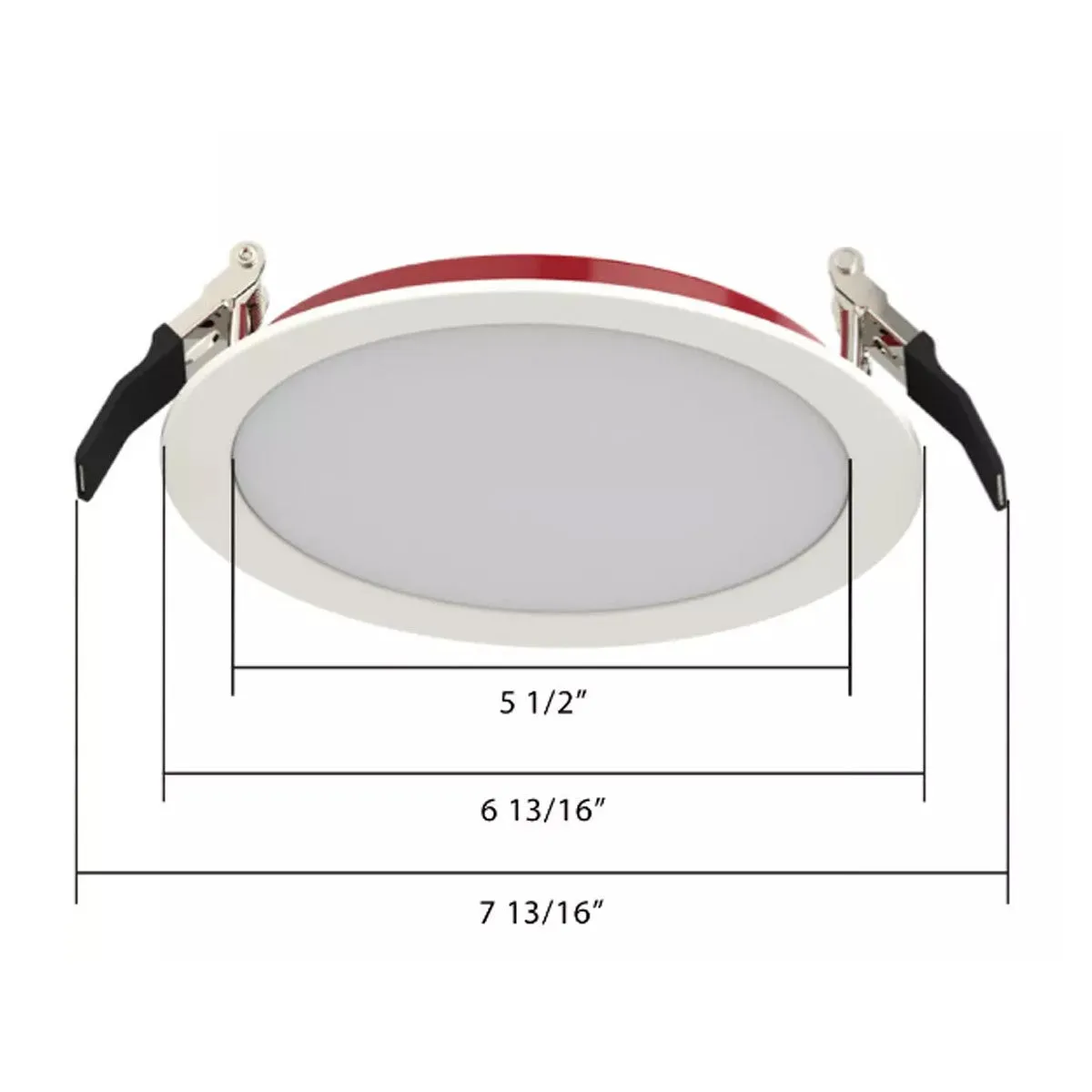 6" Edge-Lit Fire Resistant Wafer LED Recessed Light, 1400 Lumens, Selectable CCT, Smooth Trim