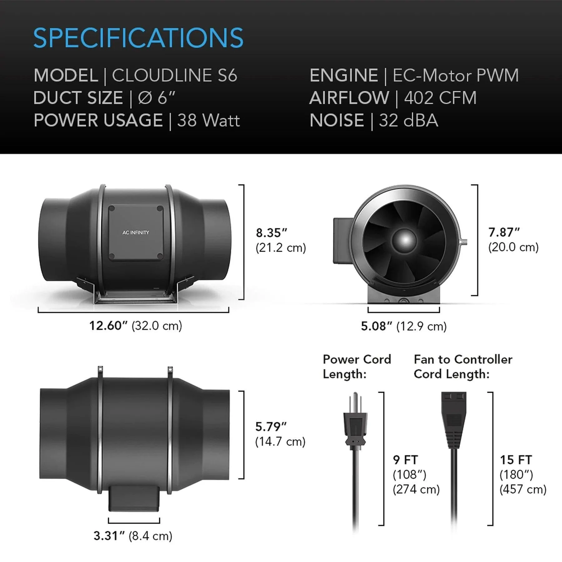 AC Infinity Cloudline Pro EC Fan S-series