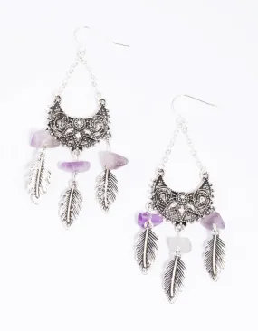 Amethyst Fan Drop Earrings