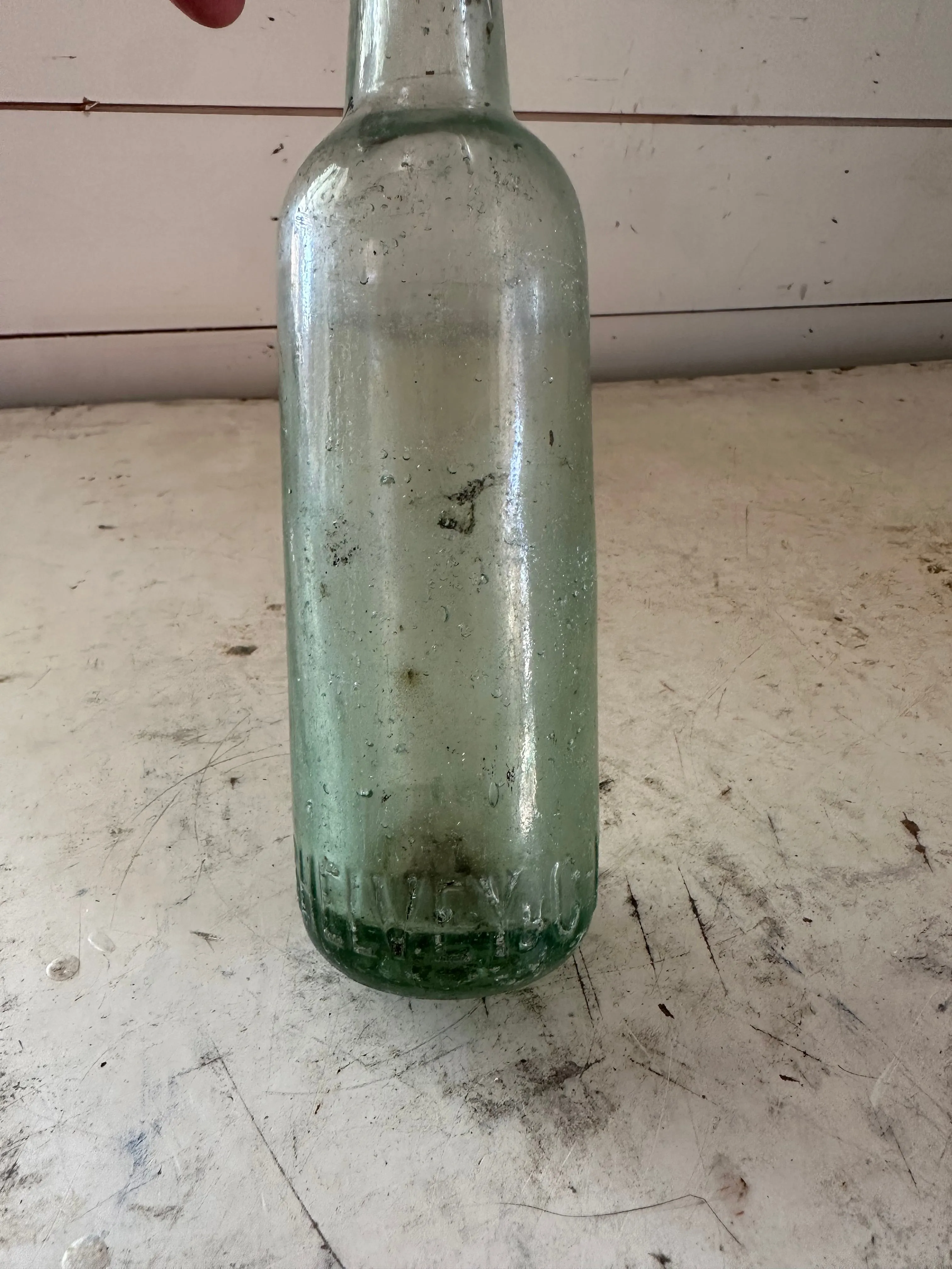 Antique English blue bottle with thick glass