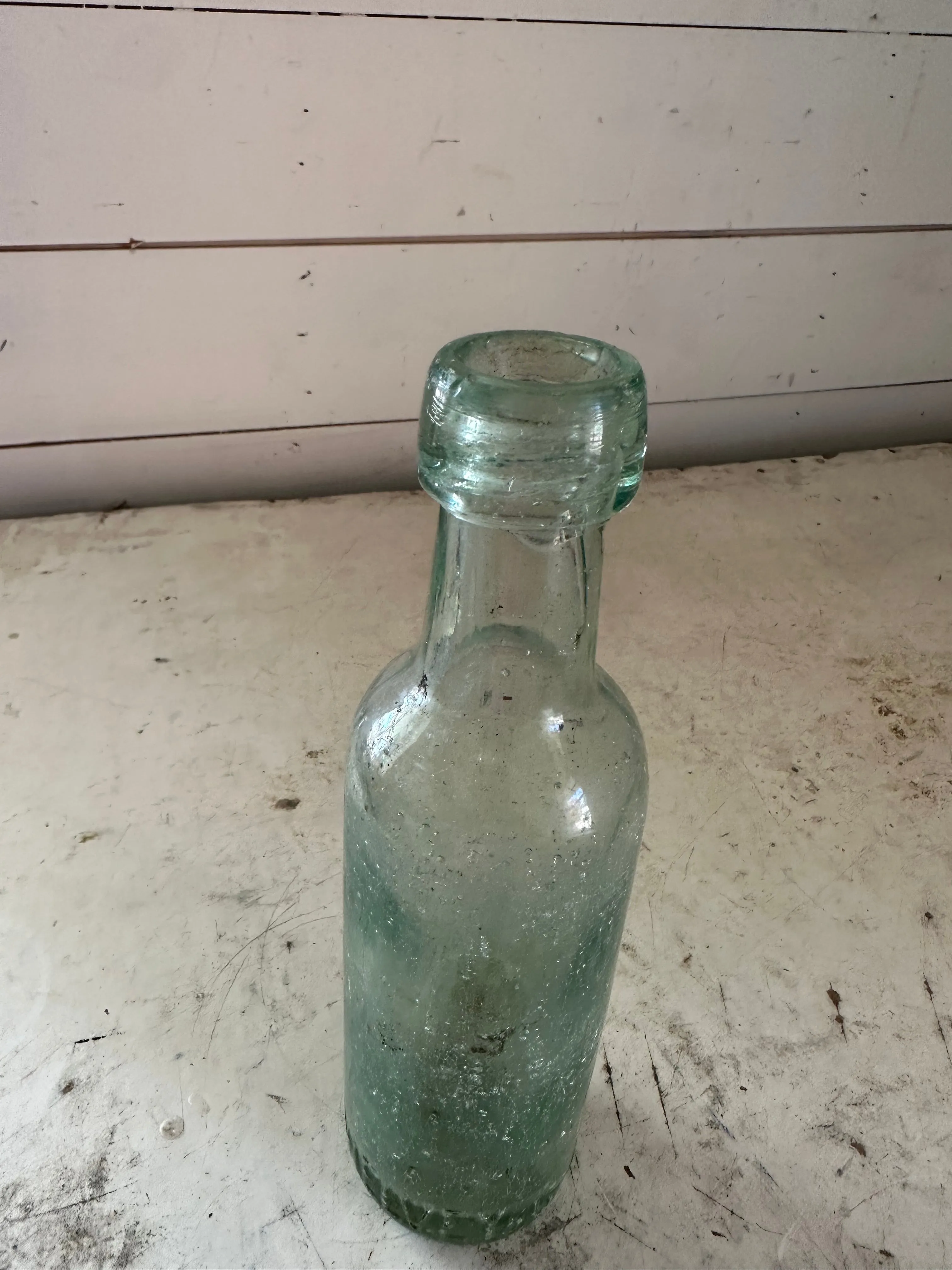 Antique English blue bottle with thick glass