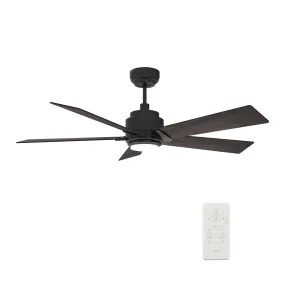 ASCENDER 52 inch 5-Blade Smart Ceiling Fan with LED Light & Remote Control - Black/Dark Wood