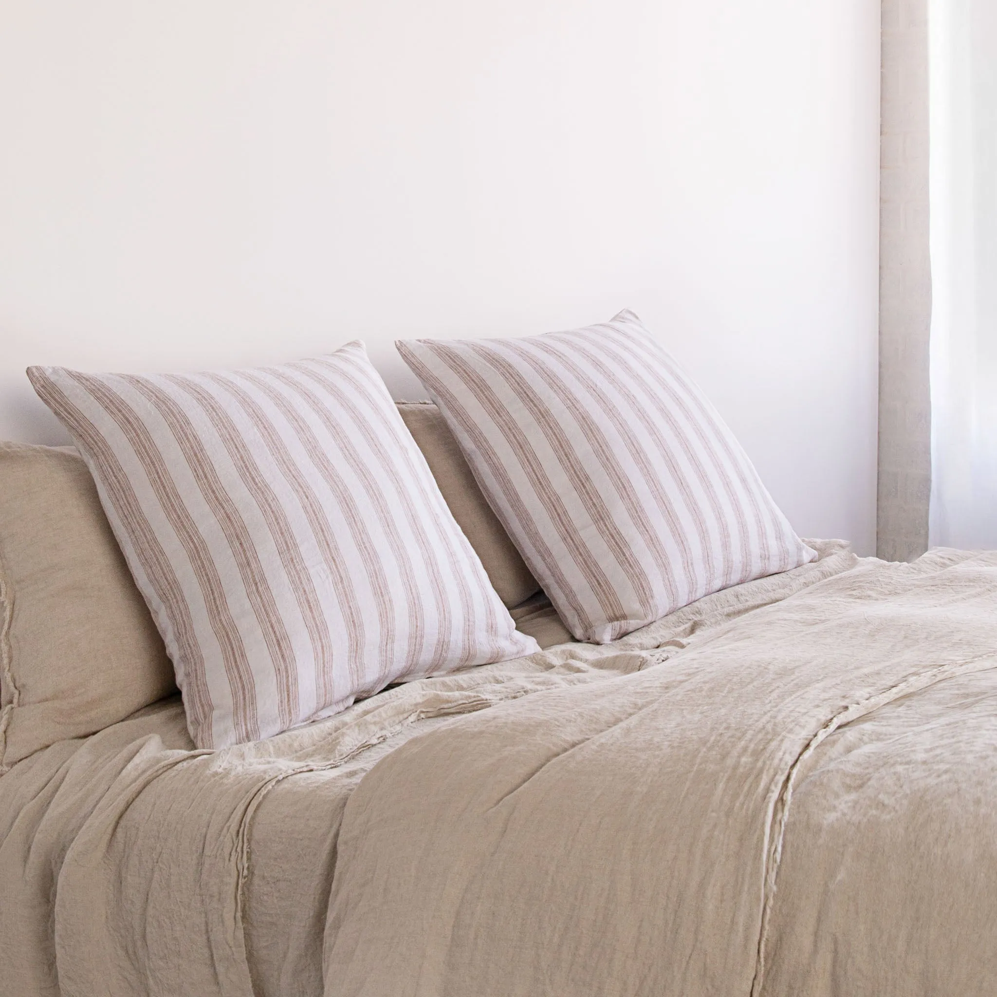 Basix Stripe European Linen Pillowcase - Ayrton/Russo