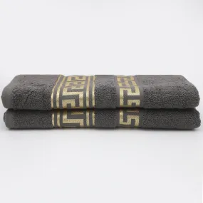 Bath Towel Greek Border 70x140 - Dark Grey