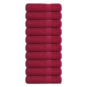 Bath Towels 10 pcs Bordeaux 100x150 cm 360 gsm 100% Cotton