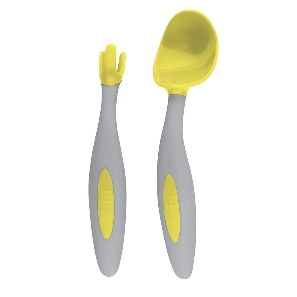 B.Box Feeding Set - Divider Plate, Sippy Cup & Cutlery Set - Lemon Sherbet