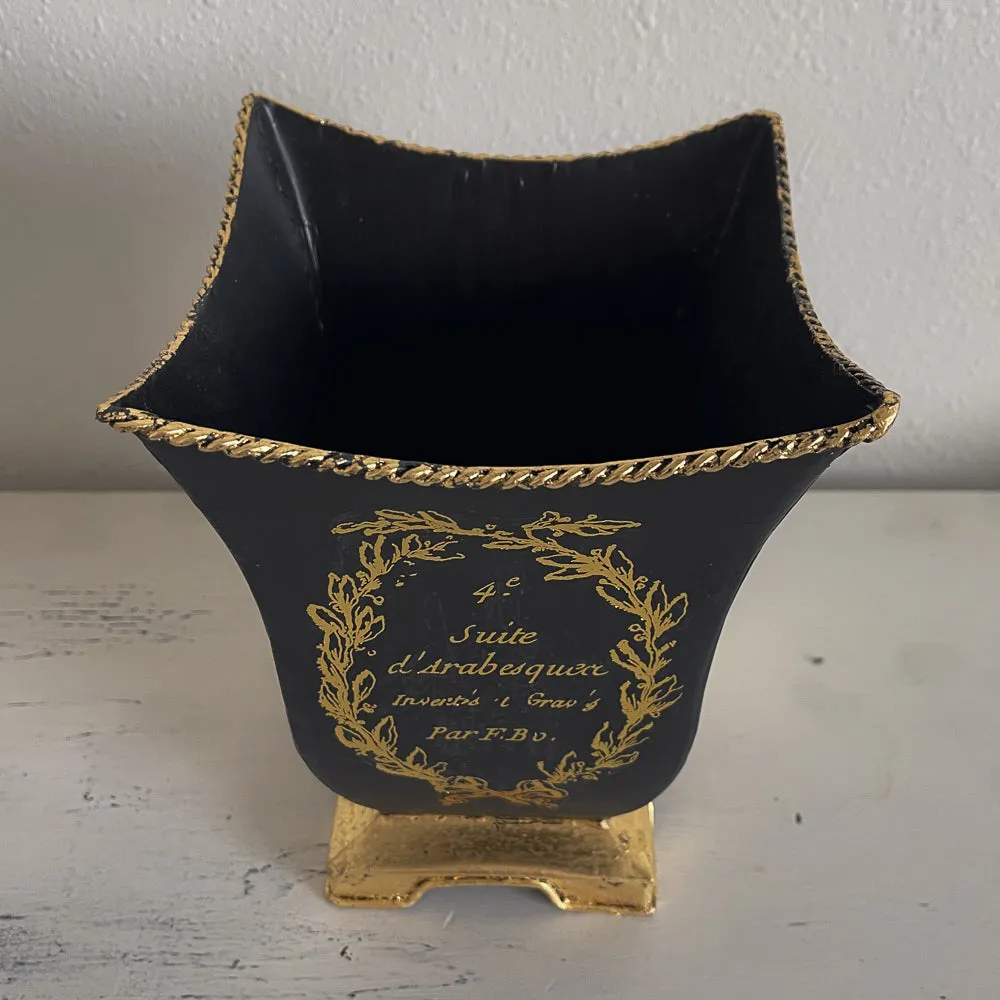 Black & Gold Tin Vase