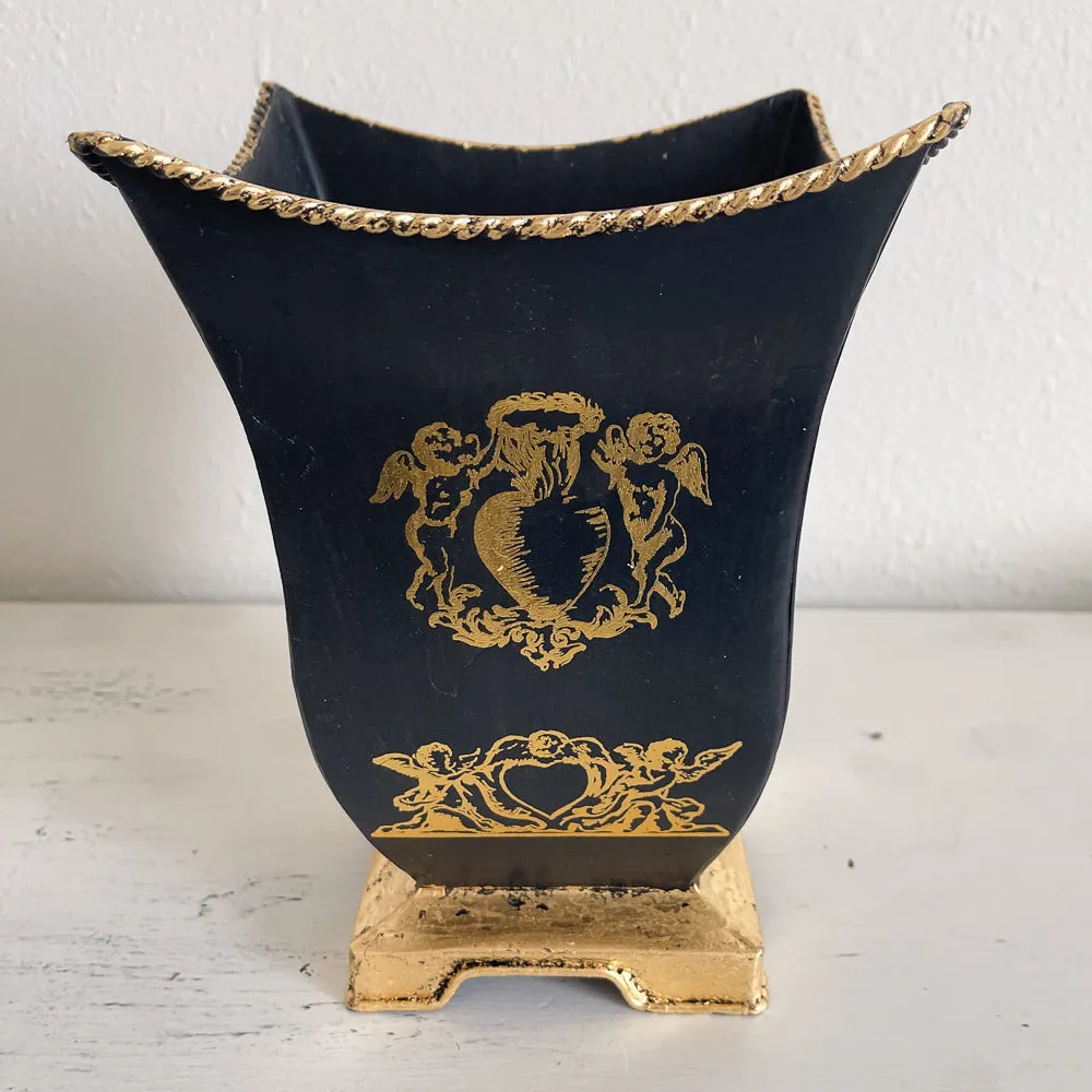 Black & Gold Tin Vase