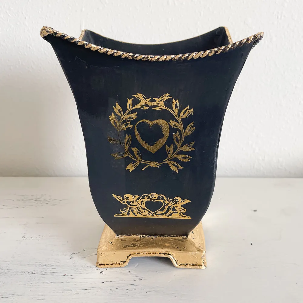 Black & Gold Tin Vase