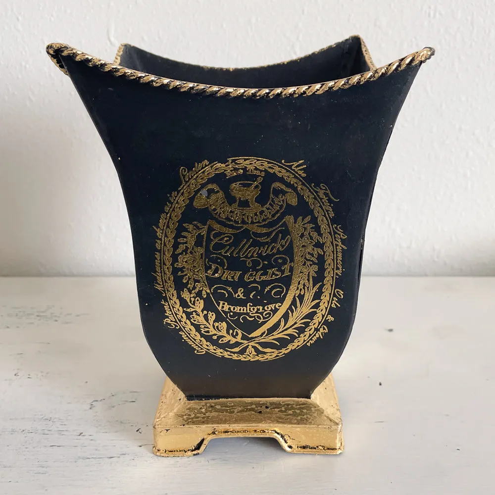 Black & Gold Tin Vase