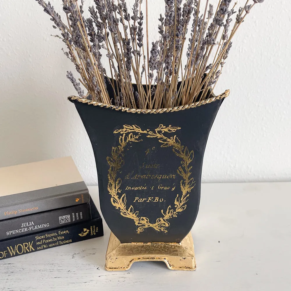 Black & Gold Tin Vase