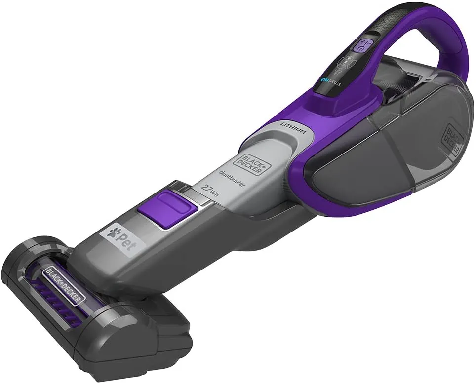 Black Decker, 27W Pet Dustbuster Hand Vacuum with Smart Tech Sensors, Purple, DVJ325BFSP-GB