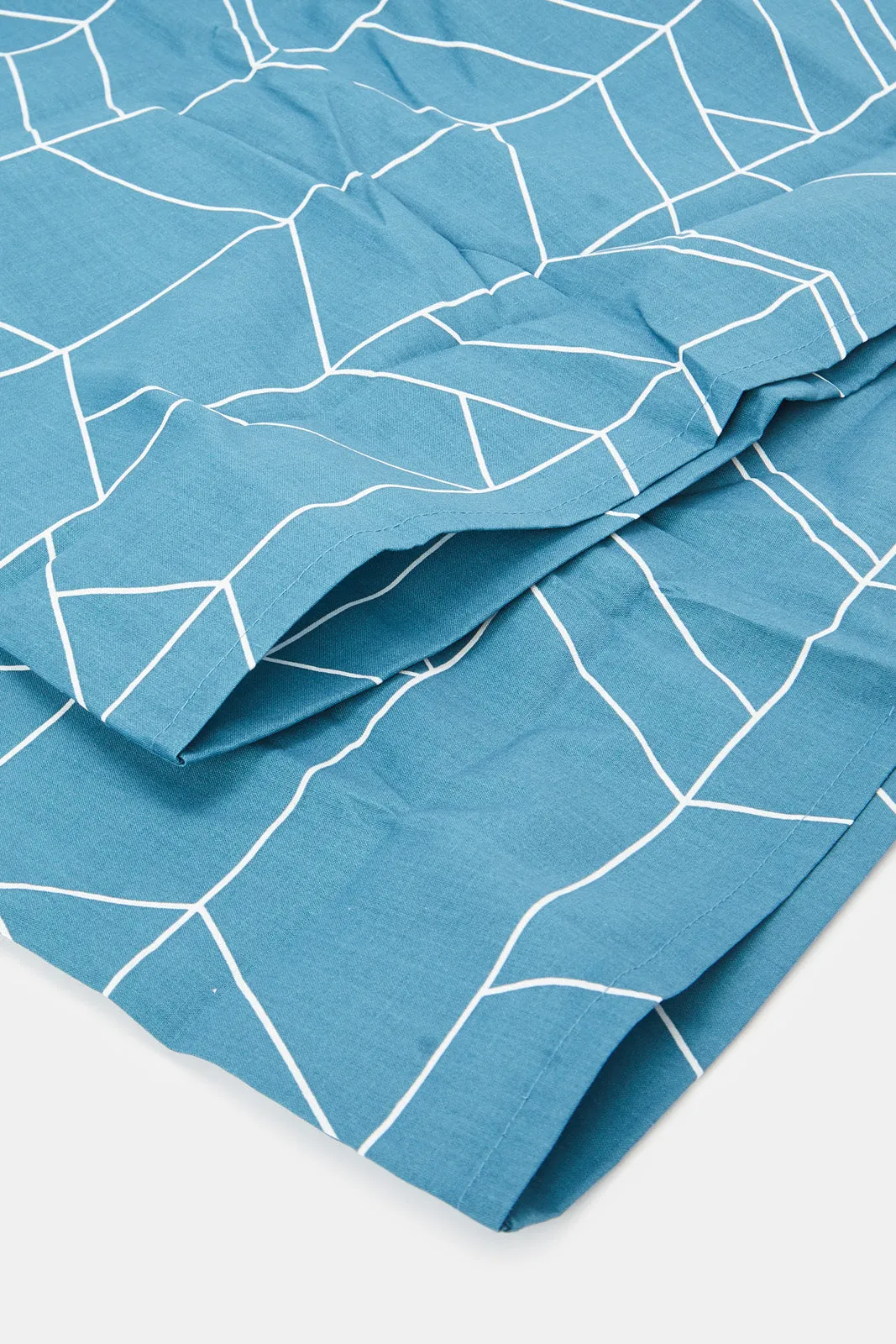 Blue Geometric Printed Pillowcase Set (2 Piece)