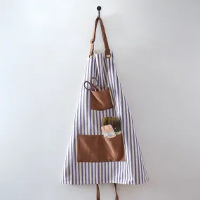 Blue Striped Canvas Utility Apron