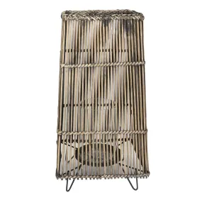 Cali Large Dark Wash Shabby Chic Rustic Rattan & Glass Lantern Decorative Ornaments x2