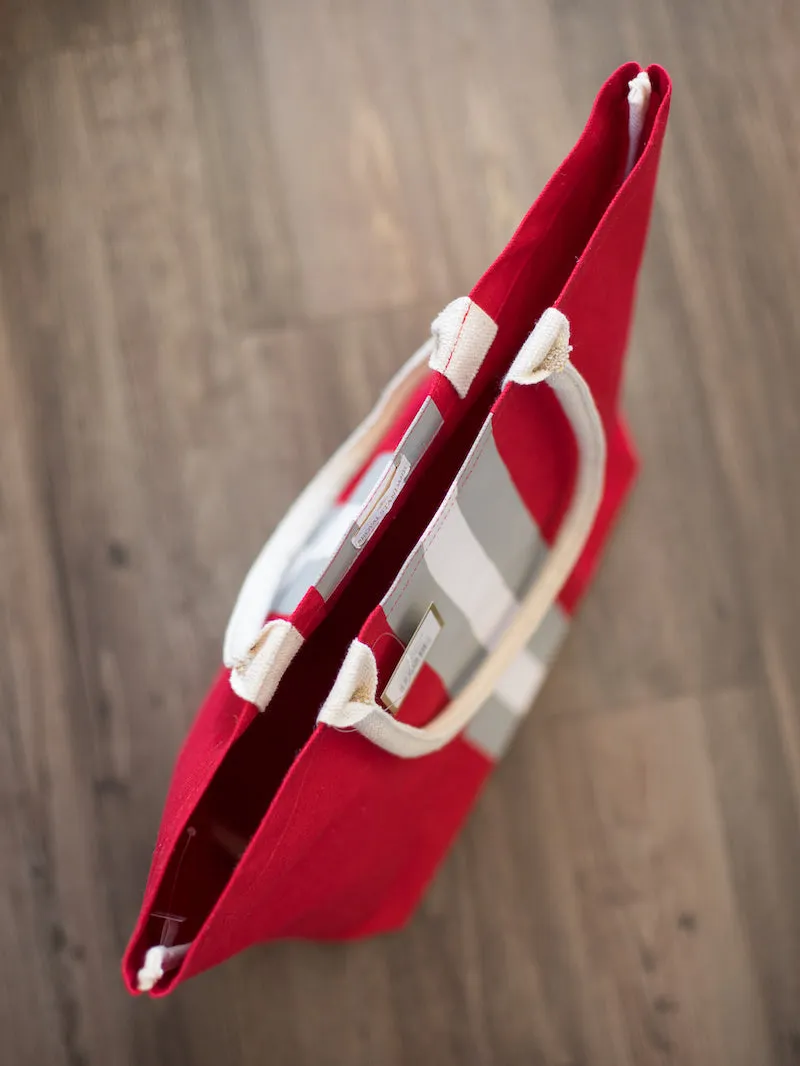 Campus Stripe Tote Bag - Crimson