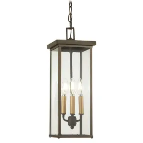 Casway 4 lights 7 in. Outdoor Hanging Lantern Oil Rubbed Bronze & Gold finish