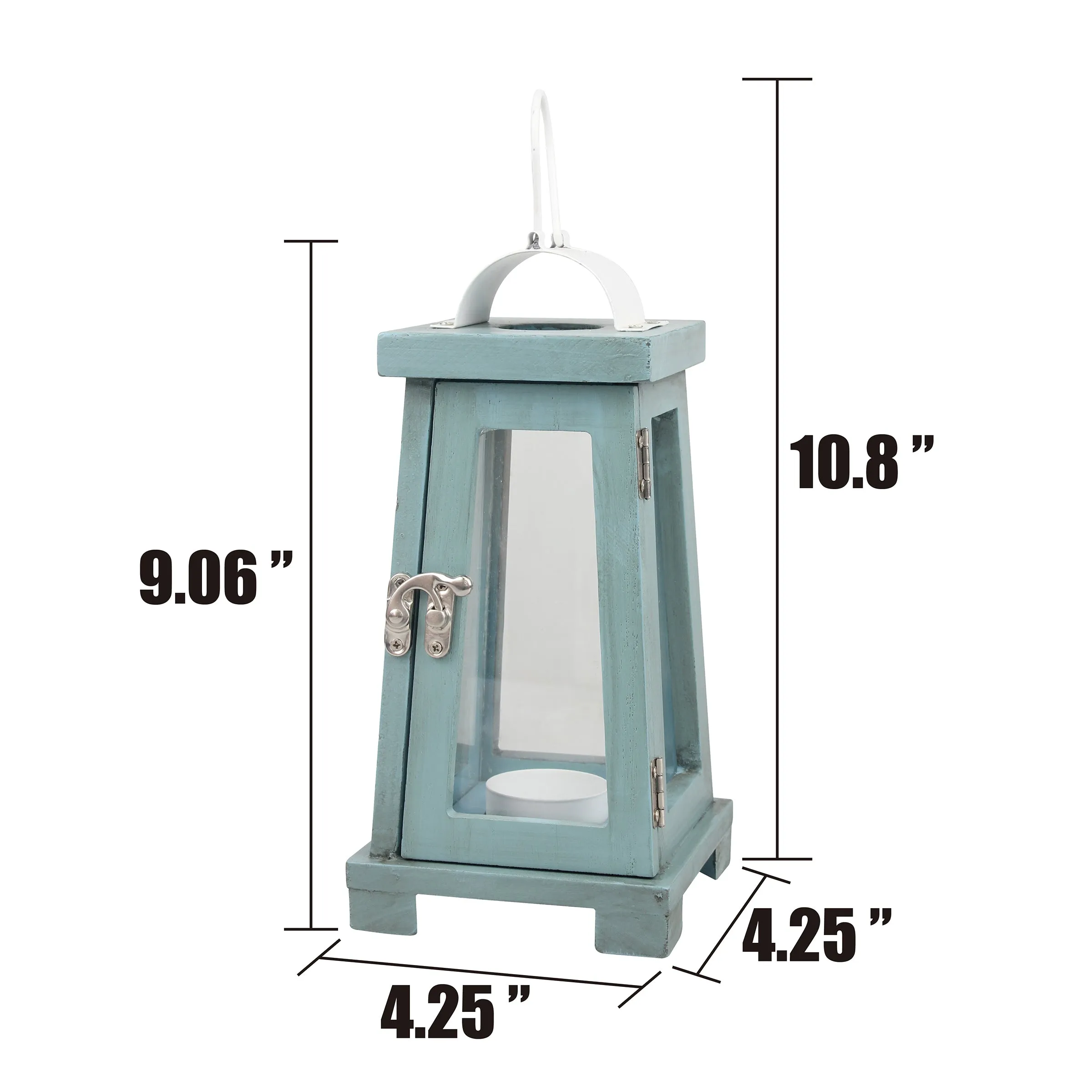 Coastal Worn Blue Wood Lantern