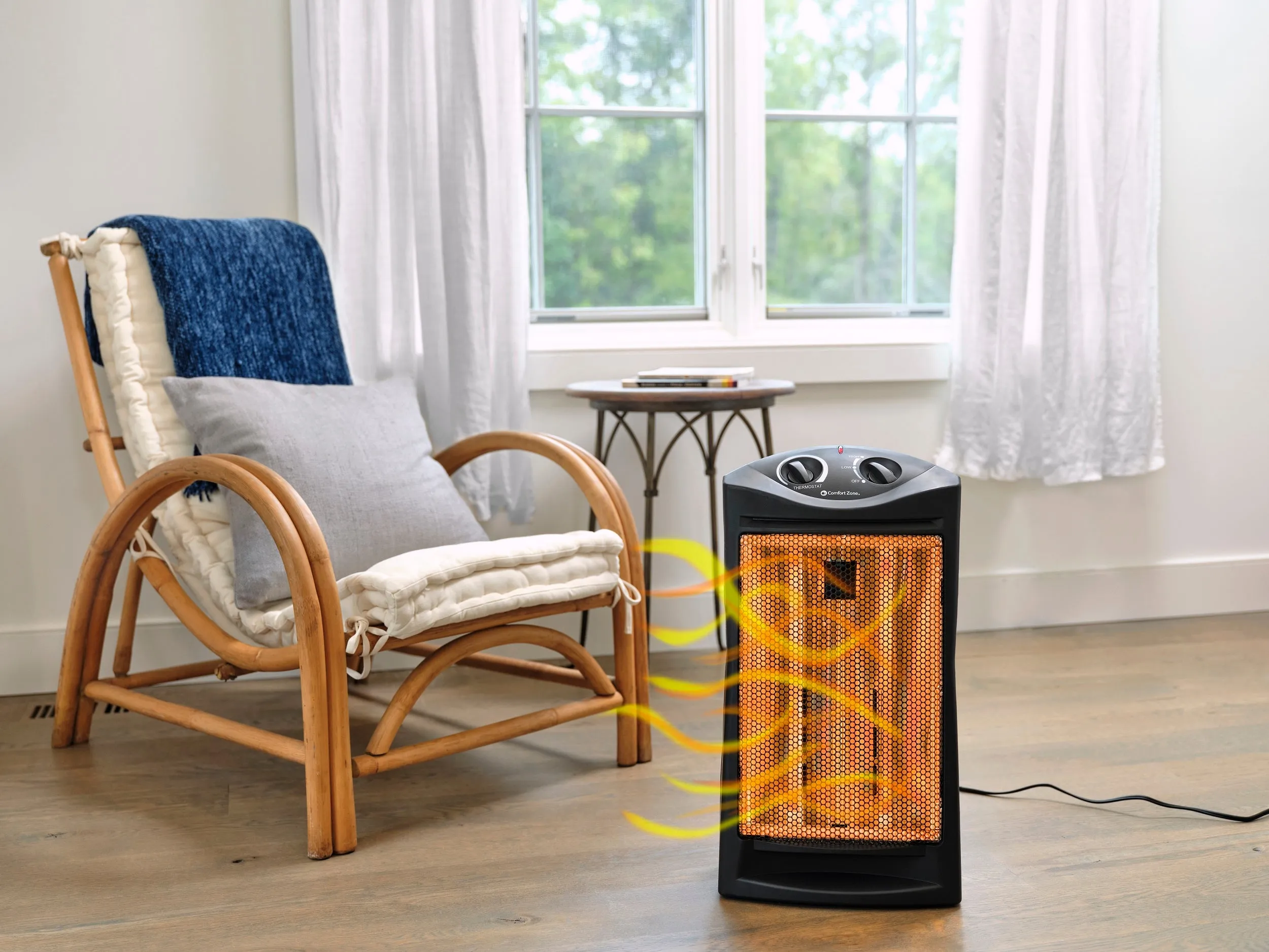 Comfort Zone Fan-Assisted Tower Radiant Quartz Heater in Black