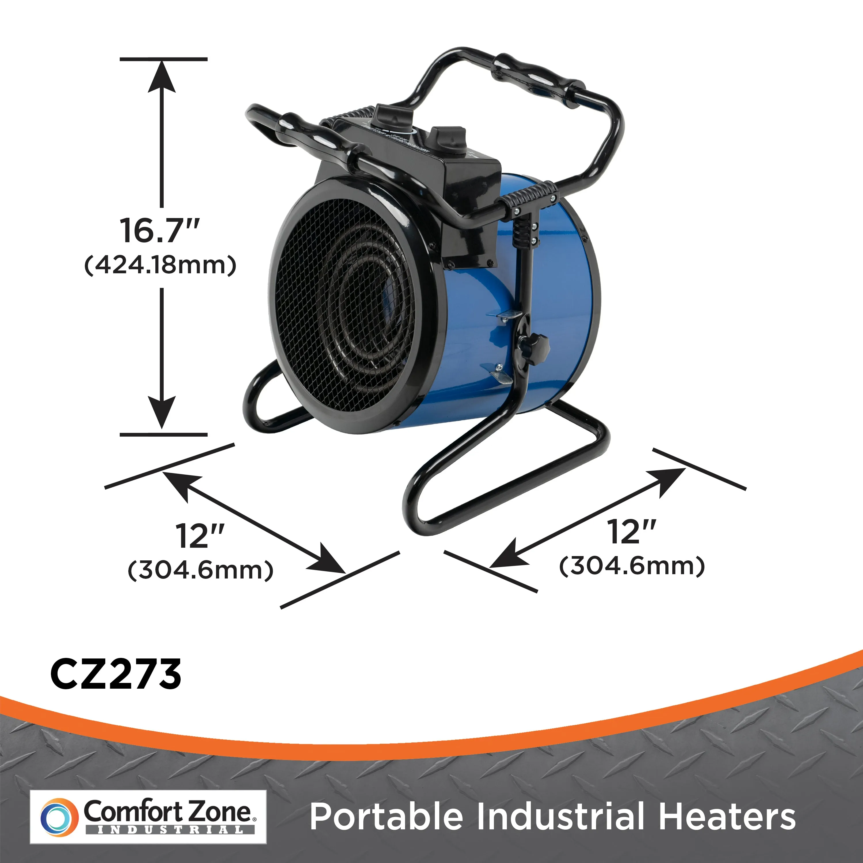 Comfort Zone Fan-Forced 3600-Watt, 240V Port Industrial Heater in Blue