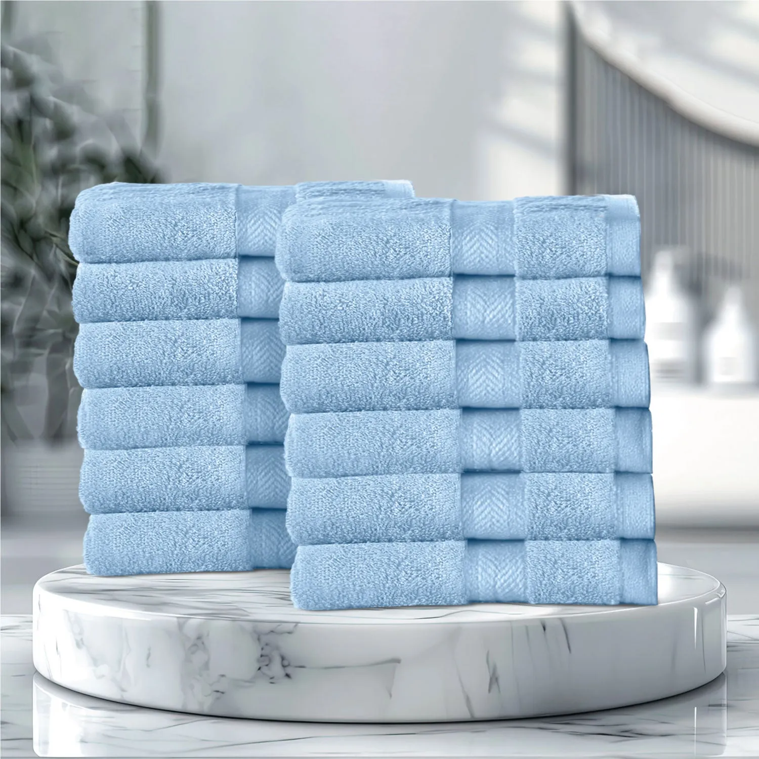 Cotton Face Towel 30x30 CM 12 Piece Set-Soft Feel, Quick Dry, Highly Absorbent Durable Towels