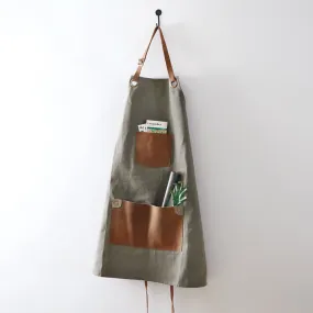 Dark Grey Canvas & Leather Utility Apron