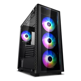 DeepCool MATREXX 50 ADD-RGB 4F Mid Tower 1 x USB 3.0 / 2 x USB 2.0 Tempered Glass Side & Front Window Panels Black Case with Addressable RGB LED Fans