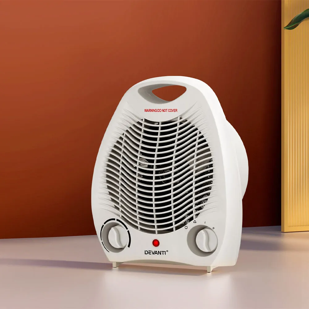 Devanti Electric Fan Heater Portable Room Office Heaters Hot Cool Wind 2000W