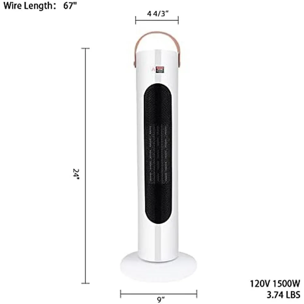 Electric Space Heater, 1500W Whole Room Tower Space Heater with Remote 4 Heat Modes Setting, Overheating Protection, for Bedroom, Office, and Indoor Use, White