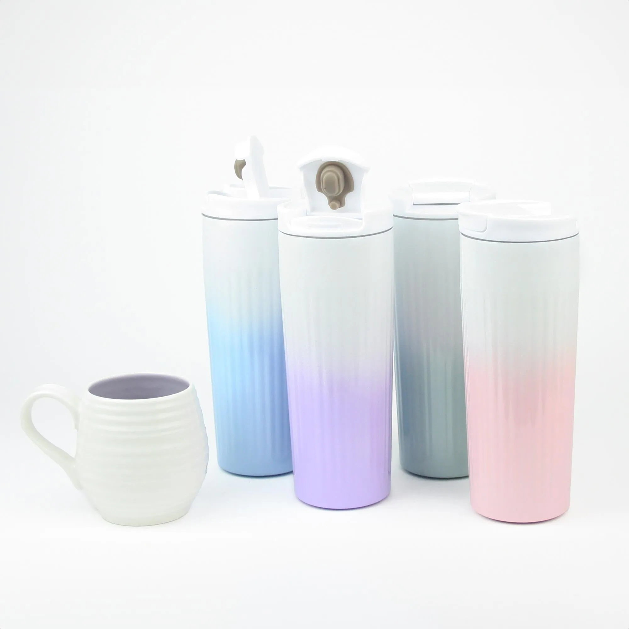 Elegant Gradient Tumblers / Travel Mug - Ombre Lilac 580 ml