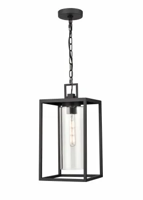 Ellway Outdoor Hanging Lantern - Textured Black - Clear Glass - 9in. Diameter - E26 Medium Base