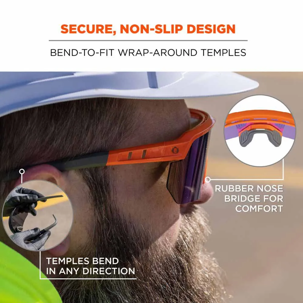 Ergodyne 55019 AEGIR-MI Orange Frame Purple Mirror Lens Safety Glasses