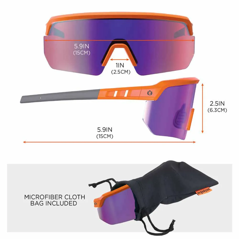 Ergodyne 55019 AEGIR-MI Orange Frame Purple Mirror Lens Safety Glasses