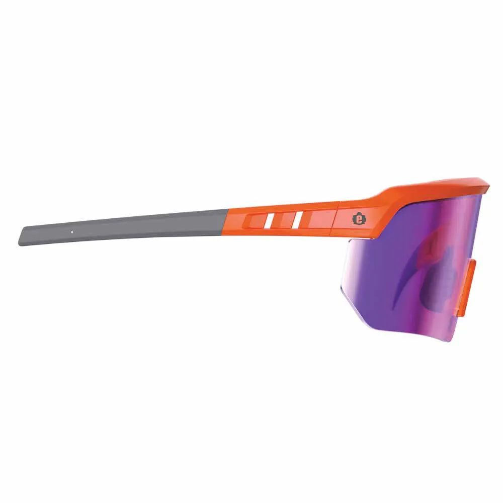 Ergodyne 55019 AEGIR-MI Orange Frame Purple Mirror Lens Safety Glasses