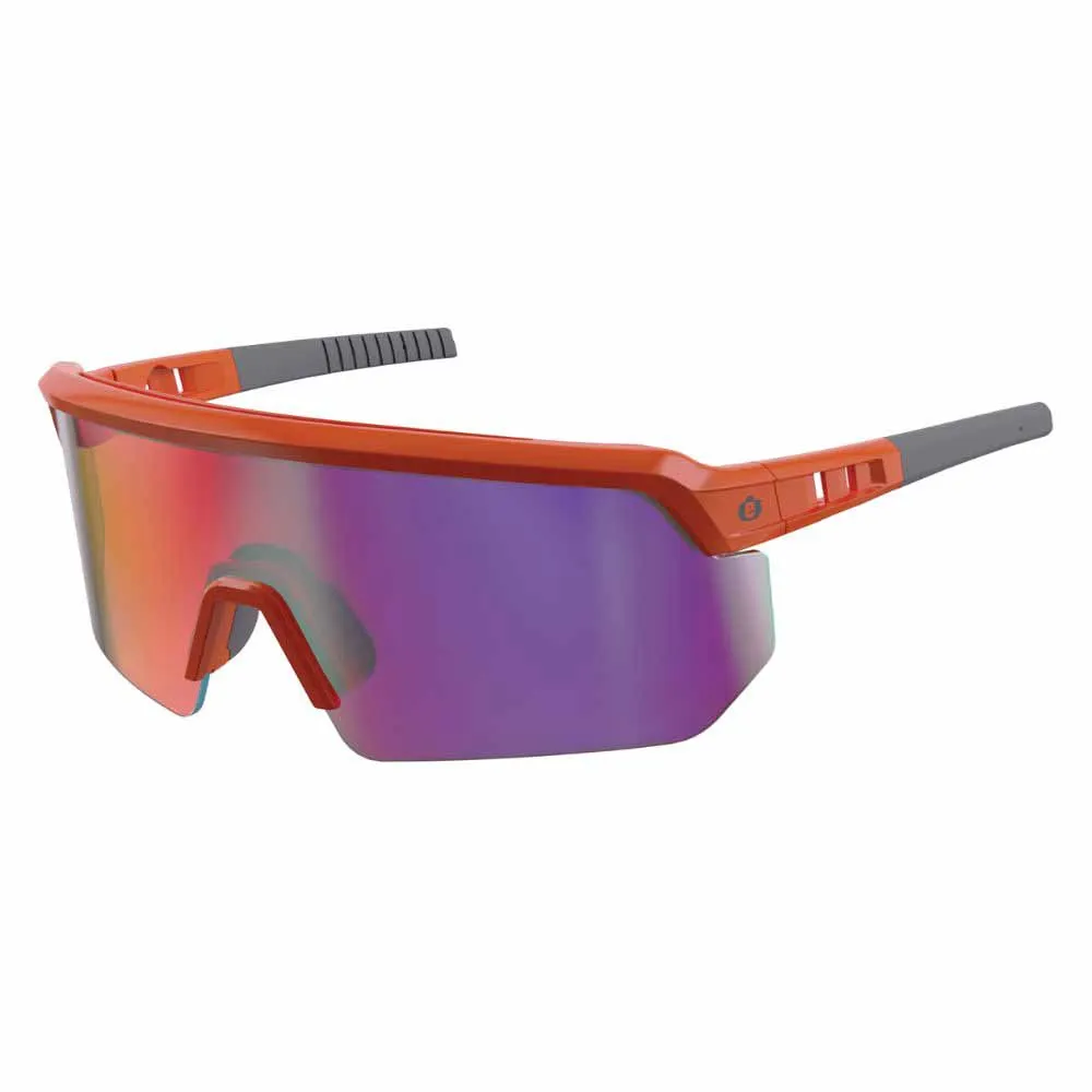 Ergodyne 55019 AEGIR-MI Orange Frame Purple Mirror Lens Safety Glasses