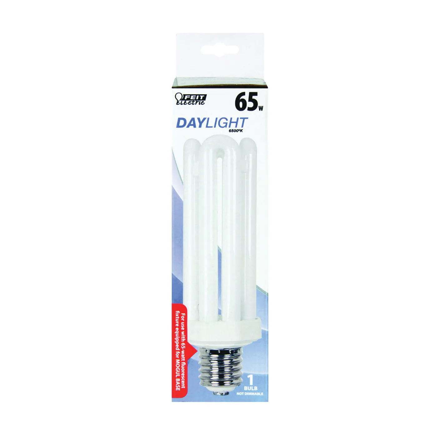 Feit Electric PLF65/65 Compact Fluorescent Bulb, 65 W, Tubular Lamp, Mogul E39 Lamp Base, 4550 Lumens, 6500 K Color Temp