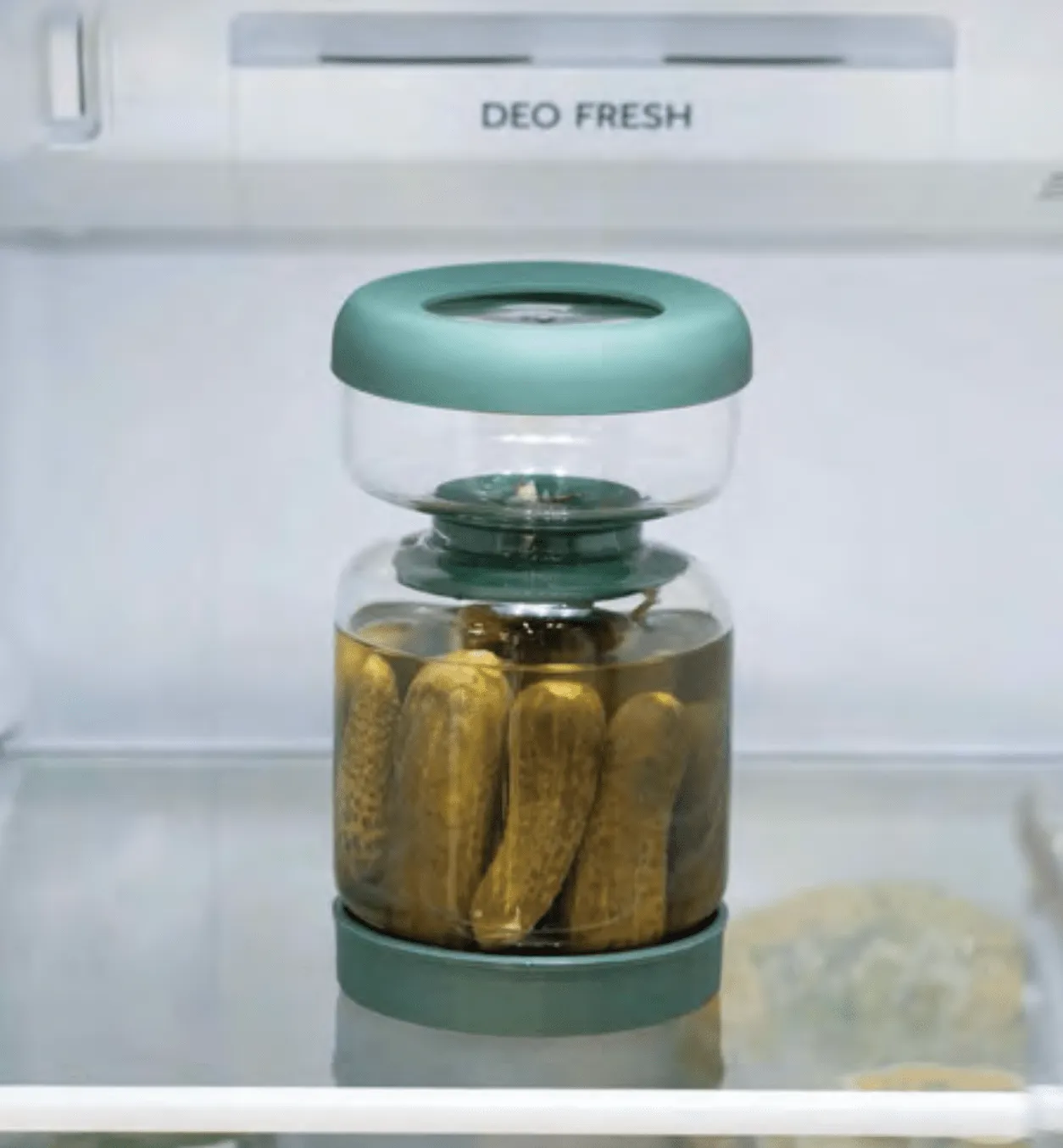 Genicook Dual-Part Glass Pickle Jar: The Flip-Over, Mess-Free Serving, Hand Blown Glass, Food Preserver