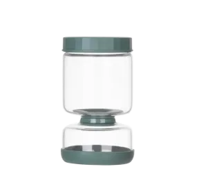 Genicook Dual-Part Glass Pickle Jar: The Flip-Over, Mess-Free Serving, Hand Blown Glass, Food Preserver