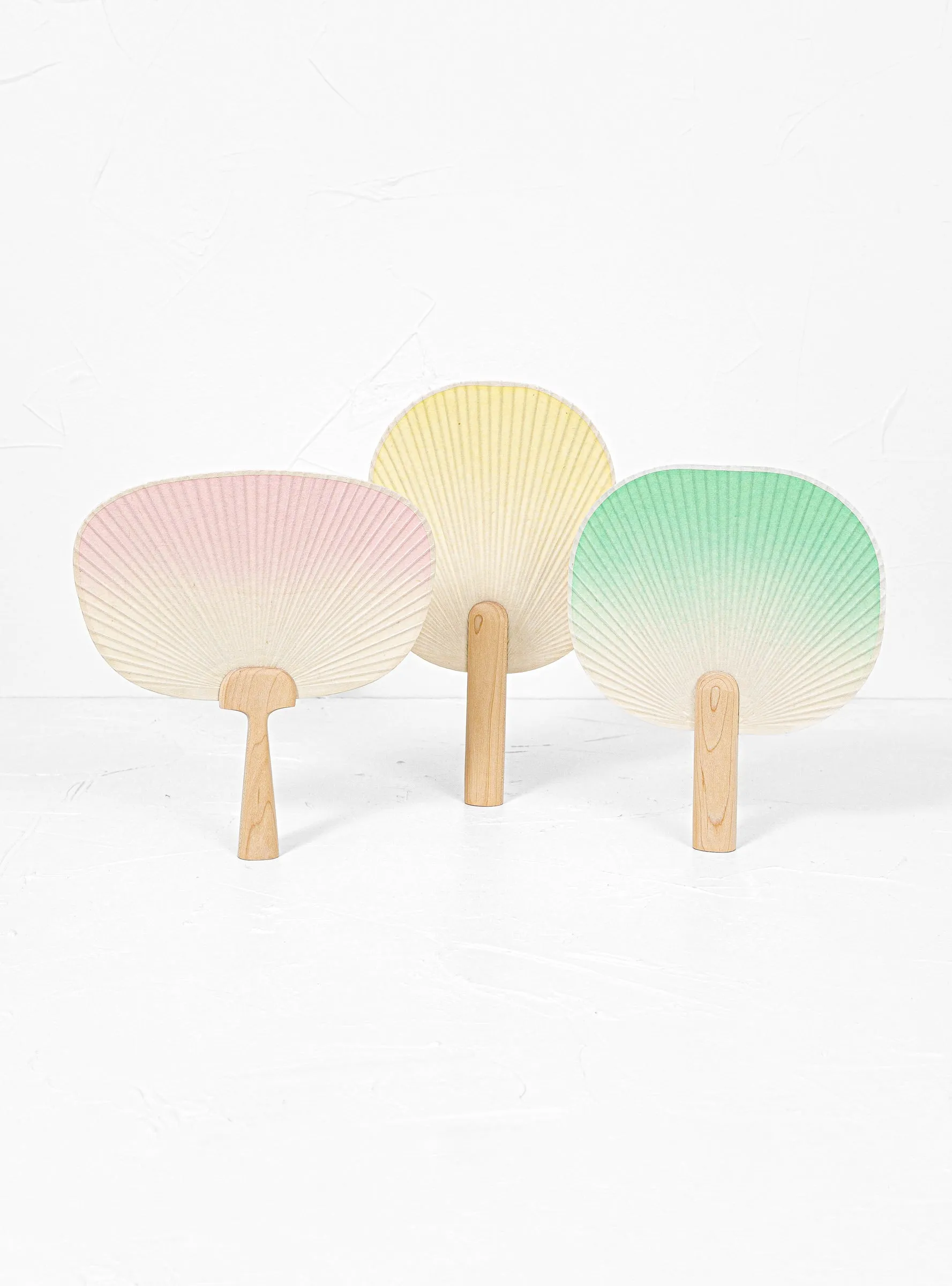 Geometric Wide Paper Fan Green