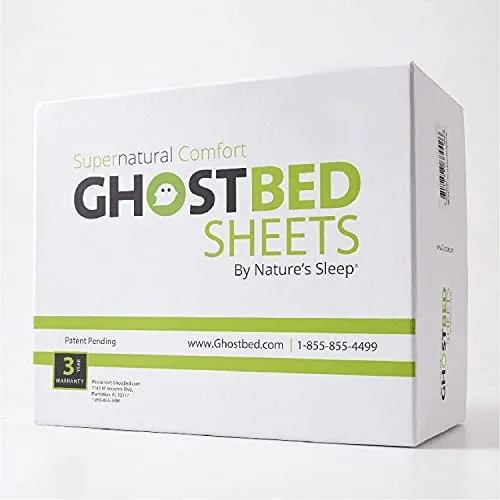 GhostBed Full Cooling Supima Cotton and Tencel Luxury Sheet Set - Wrinkle Resistant with Deep Pockets, 4 Piece, White